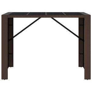 Tavolo Bar con Piano in Vetro Marrone 145x80x110 cm Polyrattancod mxl 79551