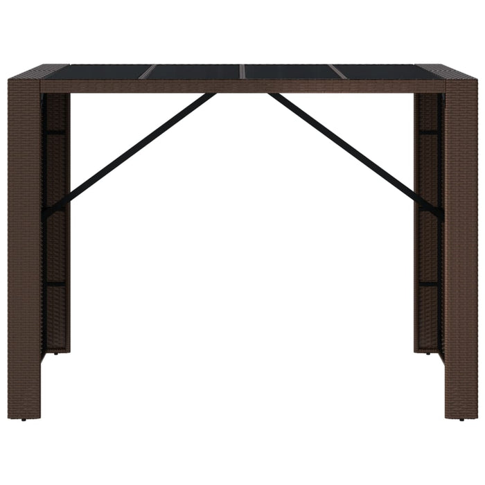 Tavolo Bar con Piano in Vetro Marrone 145x80x110 cm Polyrattancod mxl 79551