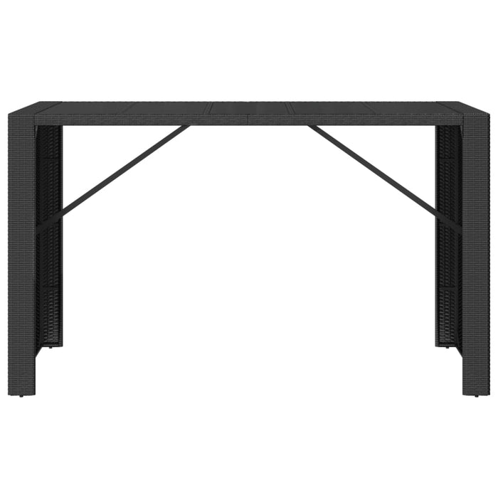 Tavolo da Bar con Piano in Vetro Nero 185x80x110 cm Polyrattan 362600