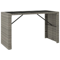 Tavolo da Bar con Piano in Vetro Grigio 185x80x110cm Polyrattan 362601