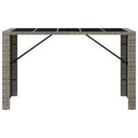 Tavolo da Bar con Piano in Vetro Grigio 185x80x110cm Polyrattan 362601