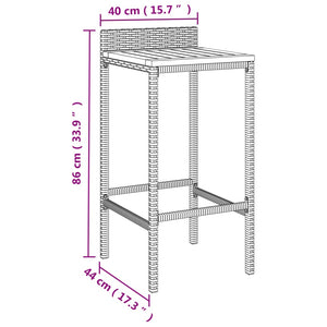 Sgabelli da Bar 2pz Neri Polyrattan e Legno Massello di Acacia 362602