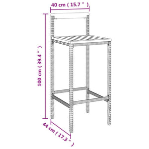 Sgabelli da Bar 4pz Grigi Polyrattan e Legno Massello di Acacia 362609