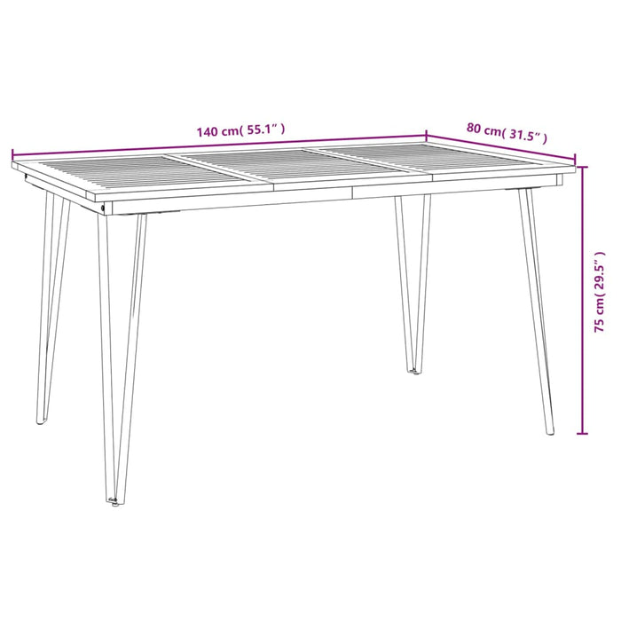 Tavolo Giardino con Gambe Forcella 140x80x75 cm Massello Acacia 319519