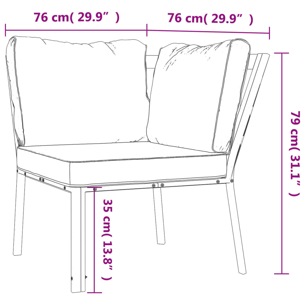 Sedia da Giardino con Cuscini Grigi 76x76x79 cm Acciaio 362718