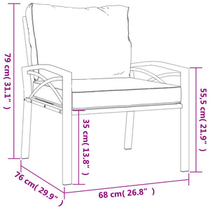 Sedie da Giardino con Cuscini Sabbia 2pz 68x76x79 cm Acciaio 362721