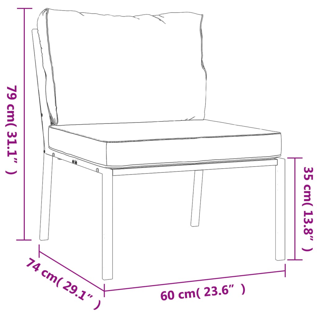 Sedie da Giardino con Cuscini Sabbia 2pz 60x74x79 cm Acciaio 362723