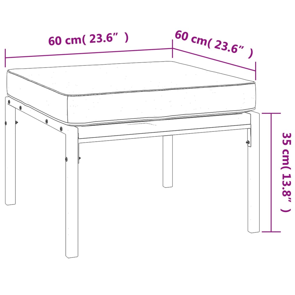 Poggiapiedi Giardino con Cuscini Sabbia 2pz 60x60x35 cm Acciaio 362725