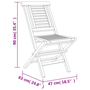 Sedie da Giardino Pieghevole 2pz 47x63x90cm Legno Massello Teak 362755