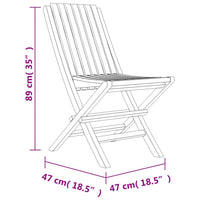 Sedie da Giardino Pieghevoli 2pz 47x47x89cm Legno Massello Teak 362757