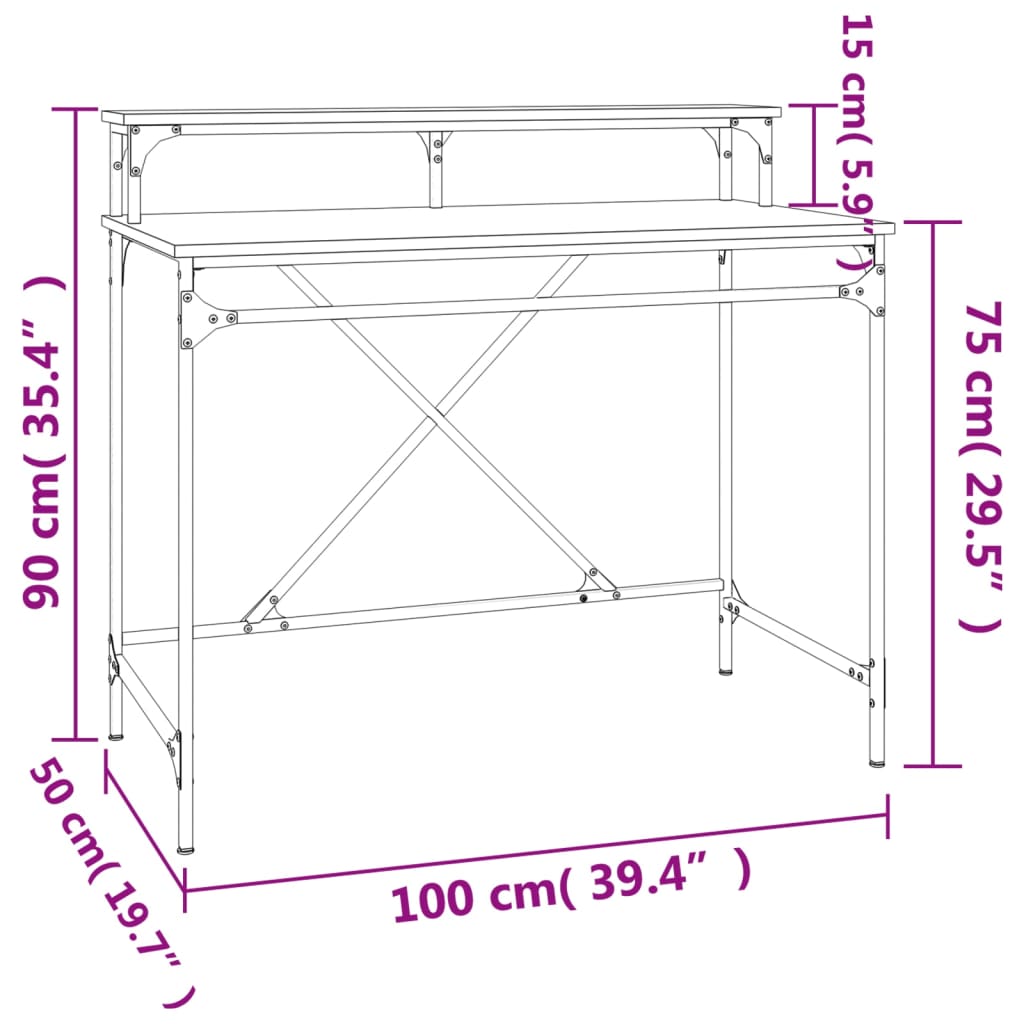 Scrivania Grigio Sonoma 100x50x90 cm Legno Multistrato e Ferro 826702