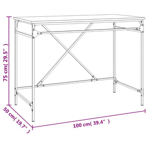 Scrivania Nera 100x50x75 cm in Legno Multistrato e Ferro 826719