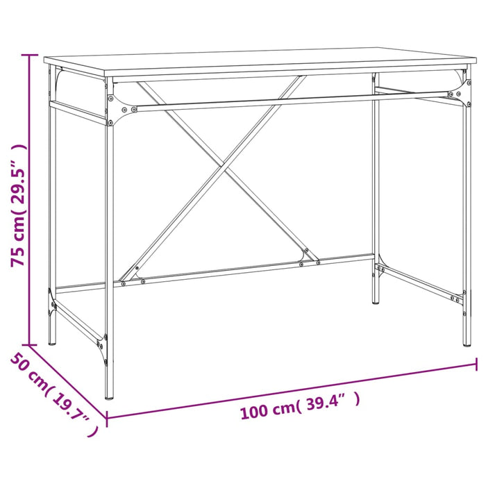 Scrivania Nera 100x50x75 cm in Legno Multistrato e Ferro 826719