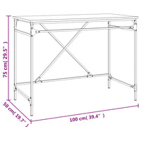 Scrivania Grigio Sonoma 100x50x75 cm Legno Multistrato e Ferro 826722