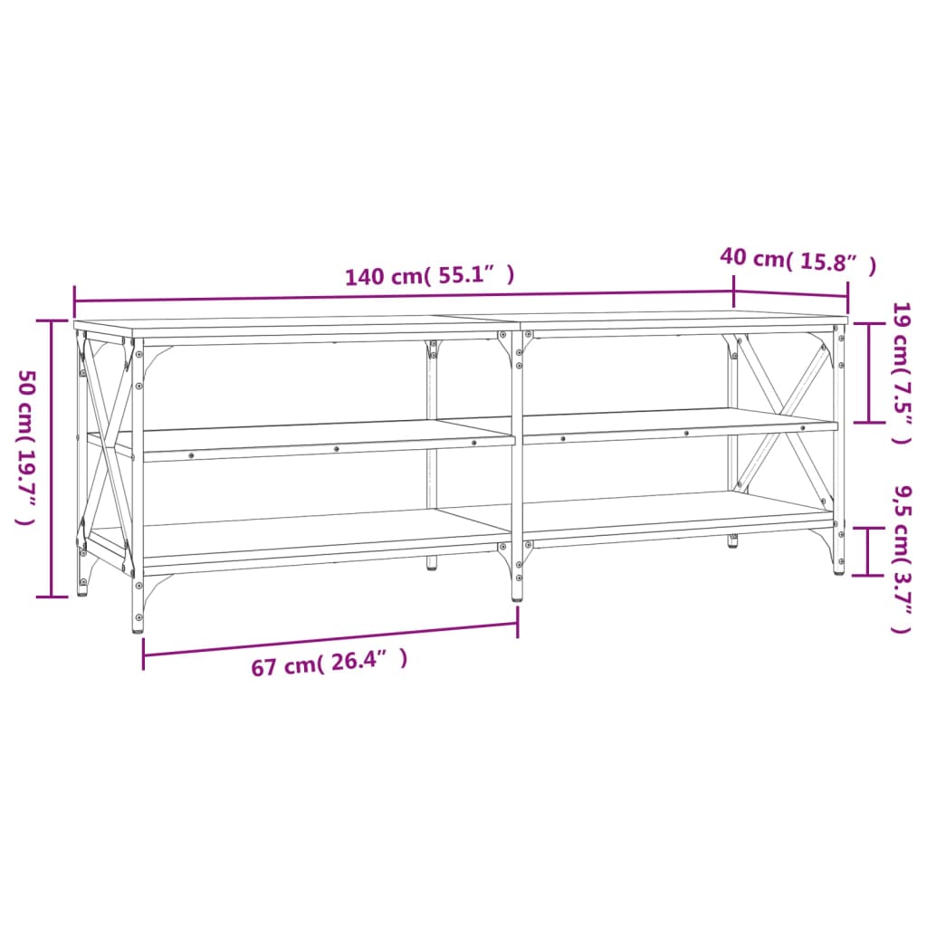 Mobile Porta TV Nero 140x40x50 cm in Legno Multistrato 826724