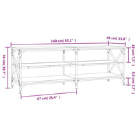 Mobile TV Rovere Fumo 140x40x50 cm in Legno Multistrato 826726