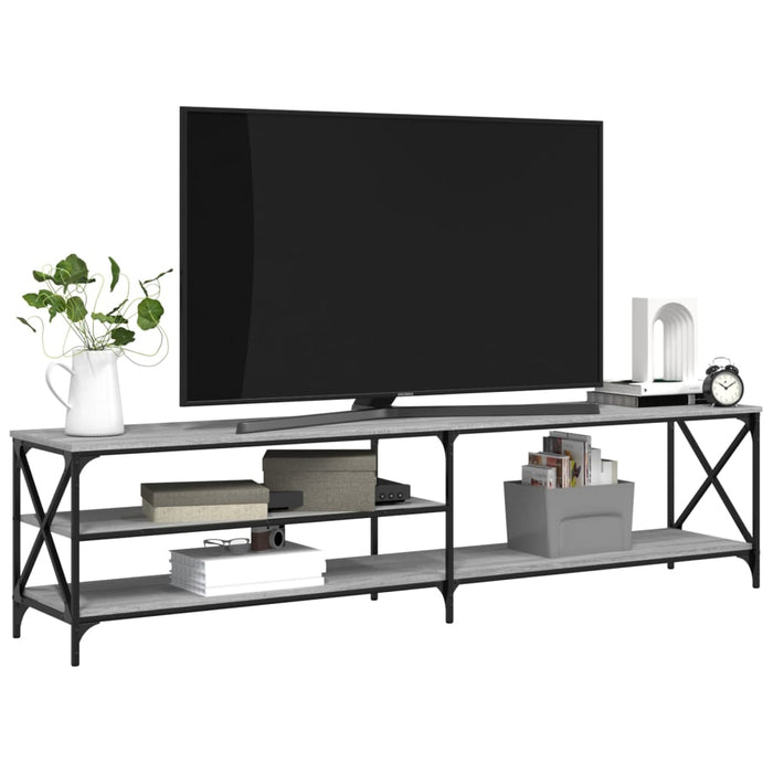 Mobile TV Grigio Sonoma 200x40x50cm Legno Multistrato e Metallo 826742