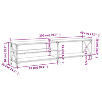 Mobile TV Grigio Sonoma 200x40x50cm Legno Multistrato e Metallo 826742