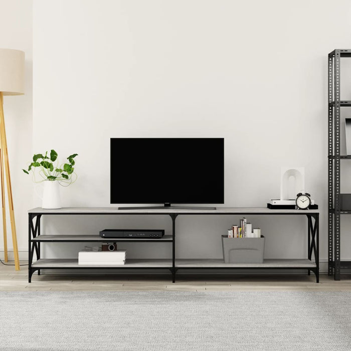 Mobile TV Grigio Sonoma 200x40x50cm Legno Multistrato e Metallo 826742