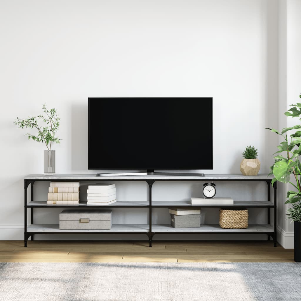 Mobile TV Grigio Sonoma 180x30x50cm Legno Multistrato e Metallocod mxl 79768