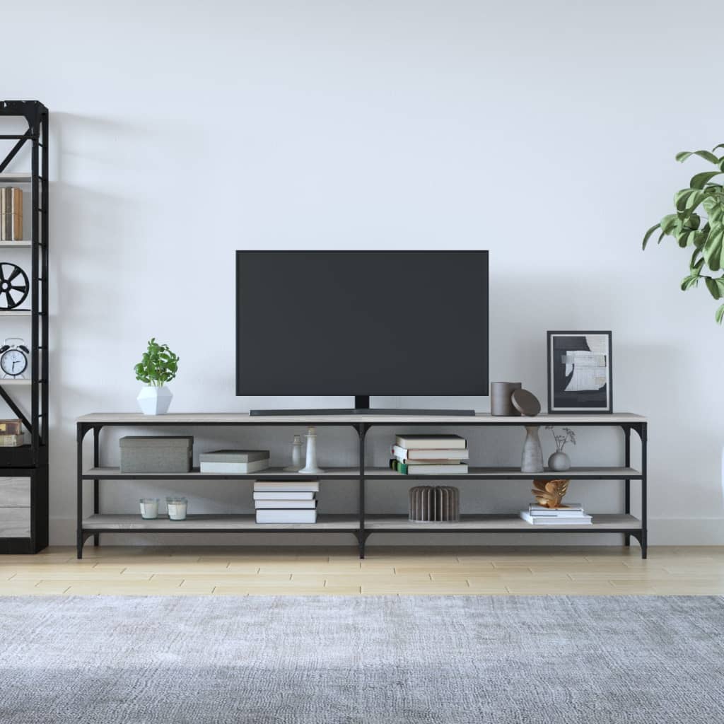 Mobile TV Grigio Sonoma 200x30x50cm Legno Multistrato e Metallocod mxl 79801