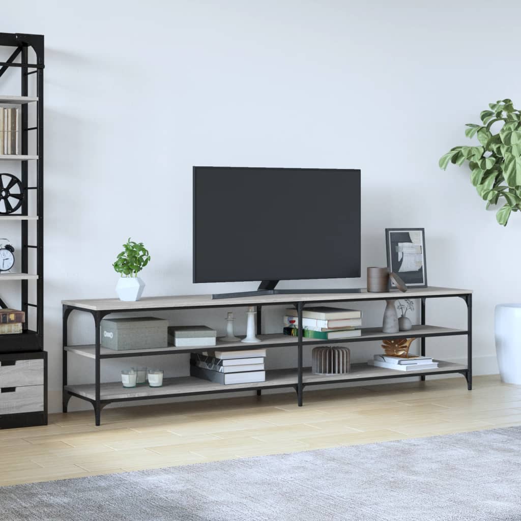 Mobile TV Grigio Sonoma 200x30x50cm Legno Multistrato e Metallocod mxl 79801