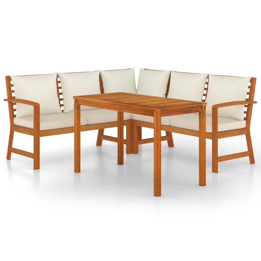 Set da Pranzo Giardino 4pz con Cuscini Legno Massello di Acacia 3154962