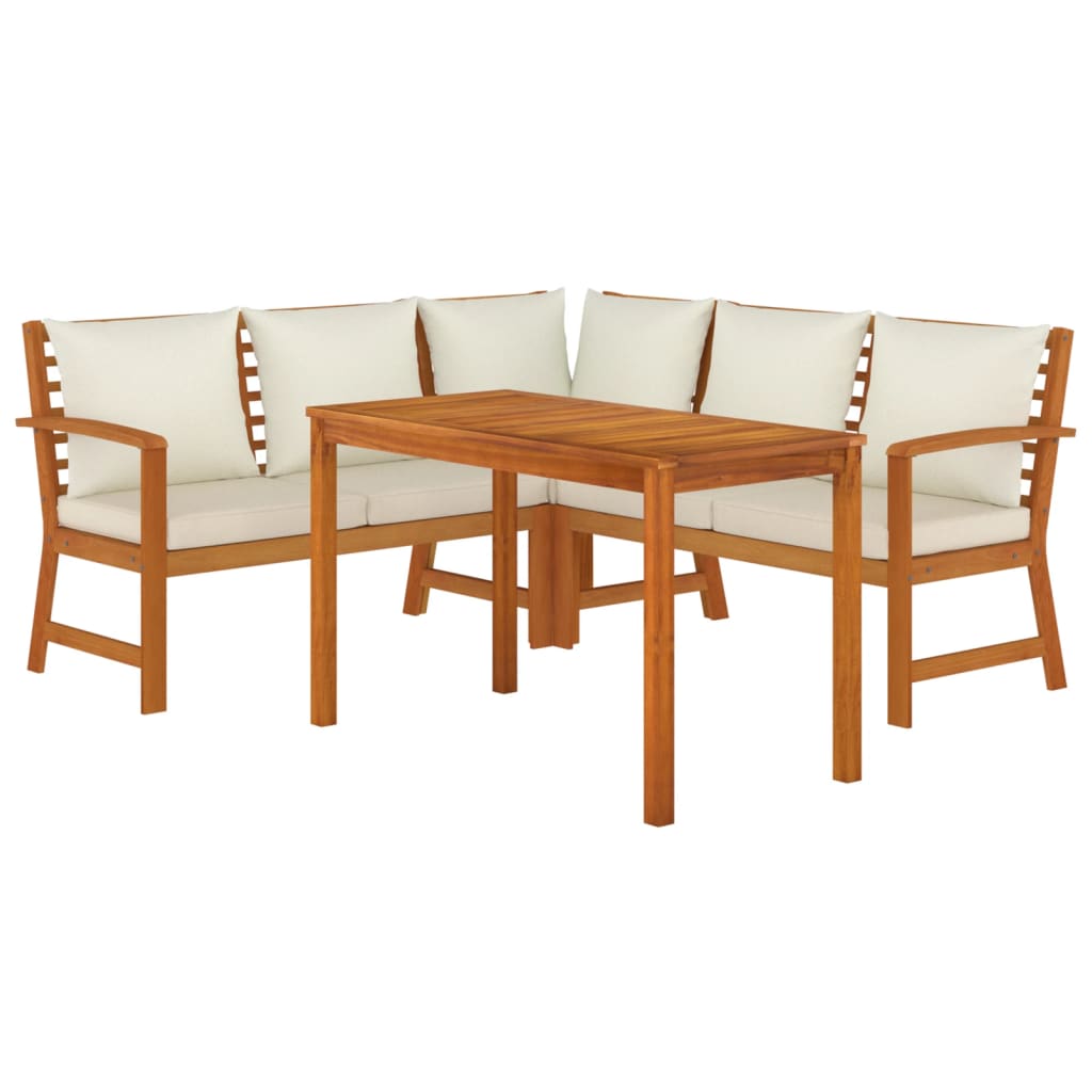 Set da Pranzo Giardino 4pz con Cuscini Legno Massello di Acacia 3154962