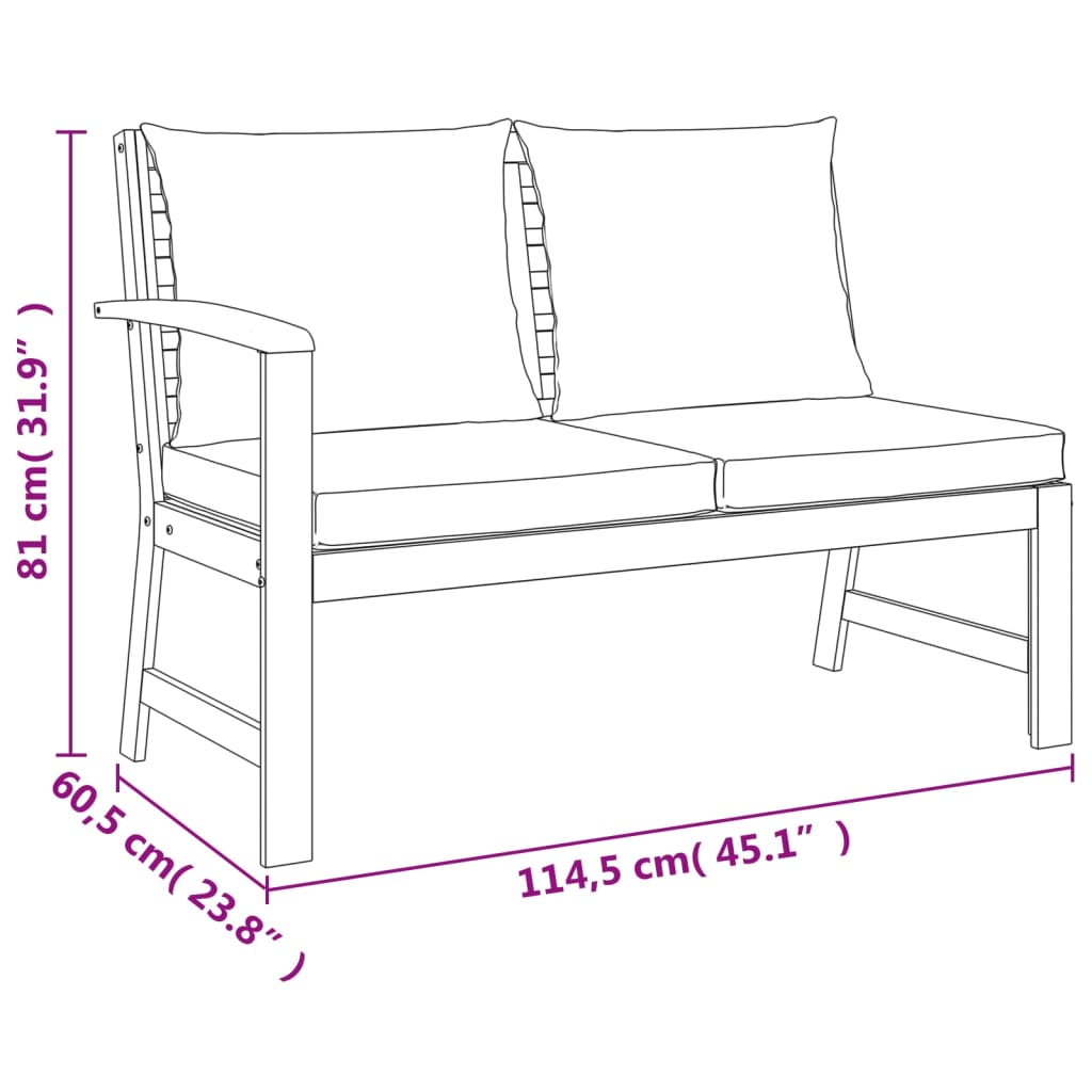 Set da Pranzo Giardino 4pz con Cuscini Legno Massello di Acacia 3154962