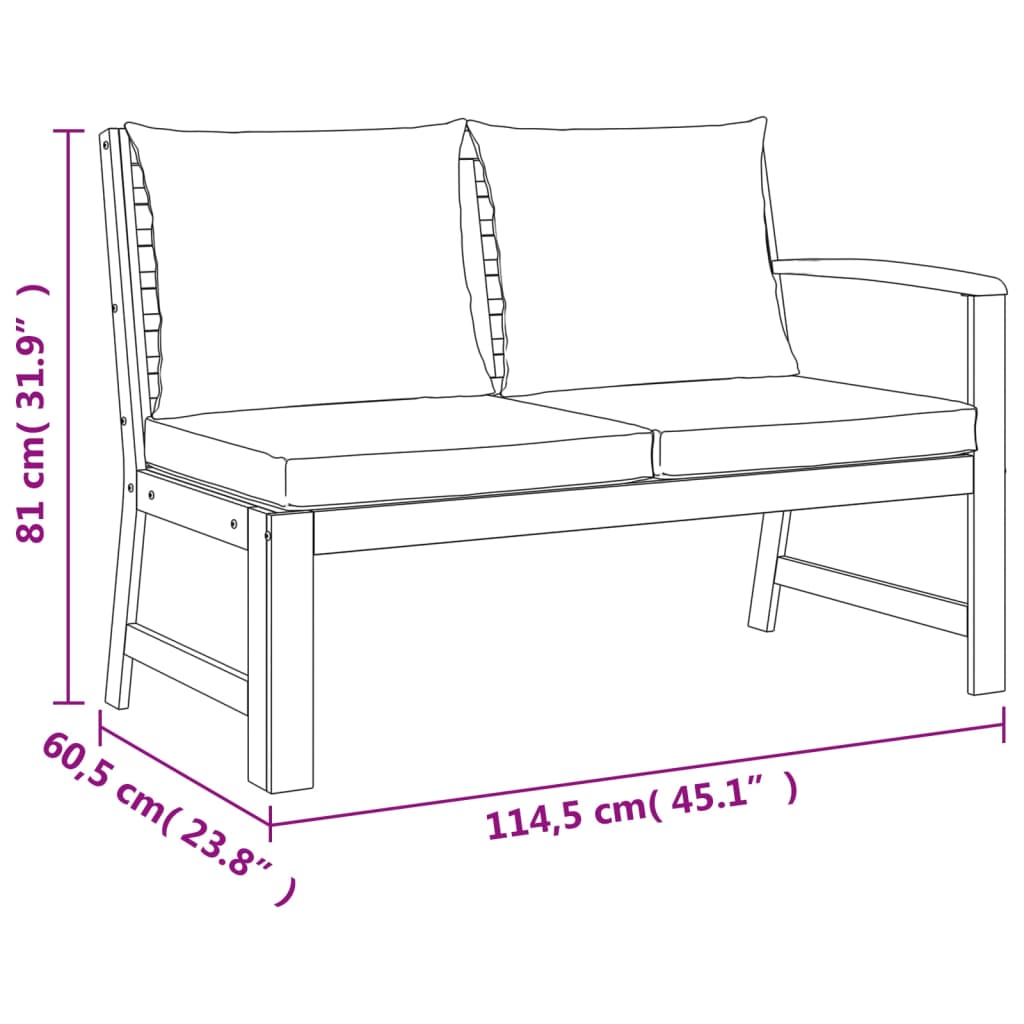 Set da Pranzo Giardino 4pz con Cuscini Legno Massello di Acacia 3154962