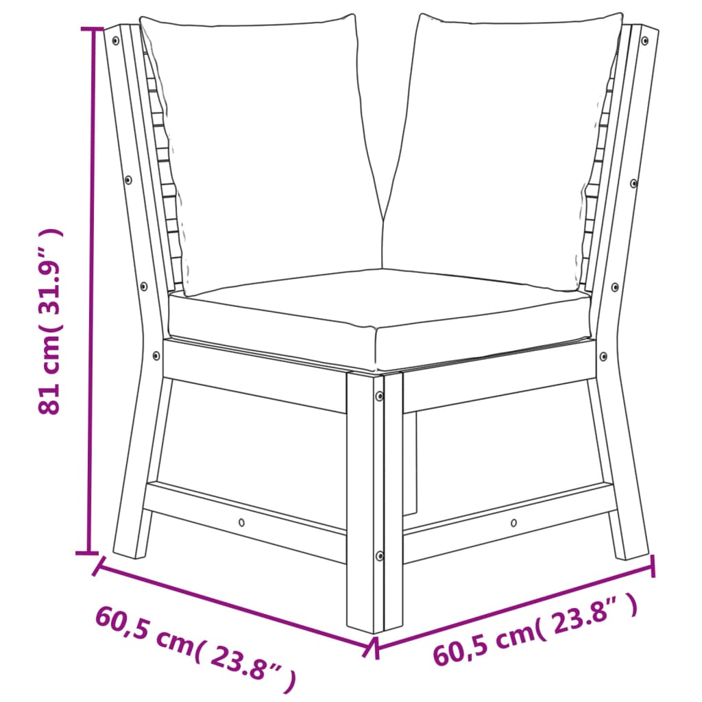 Set da Pranzo Giardino 4pz con Cuscini Legno Massello di Acacia 3154962