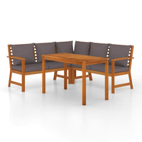 Set da Pranzo Giardino 4pz con Cuscini Legno Massello di Acacia 3154963