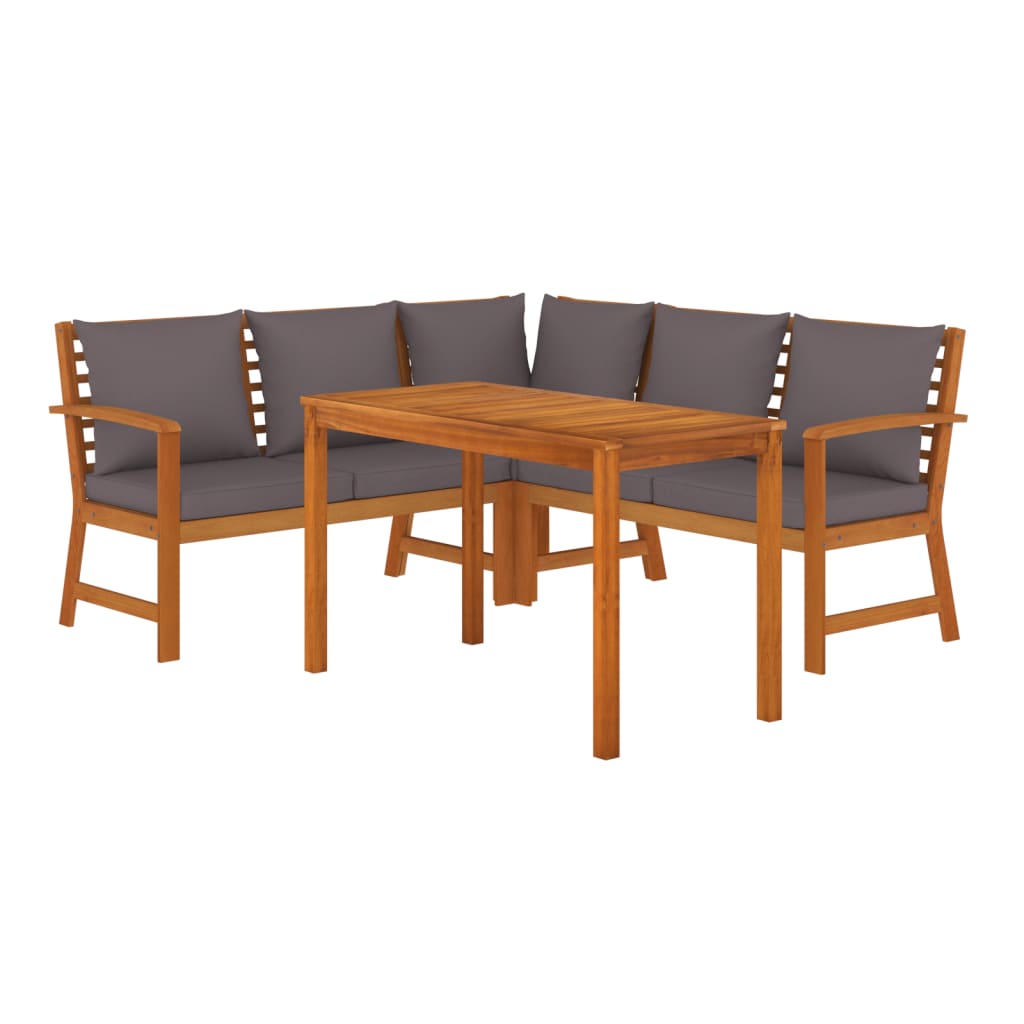 Set da Pranzo Giardino 4pz con Cuscini Legno Massello di Acacia 3154963