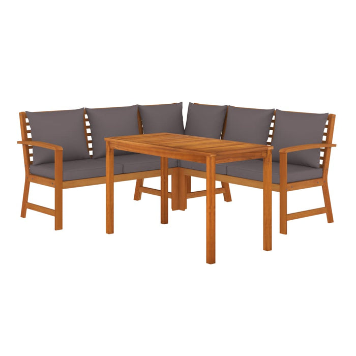 Set da Pranzo Giardino 4pz con Cuscini Legno Massello di Acacia 3154963