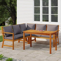 Set da Pranzo Giardino 4pz con Cuscini Legno Massello di Acacia 3154963