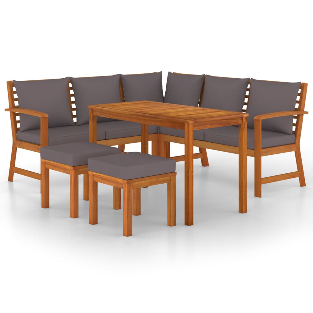 Set da Pranzo da Giardino 6pz con Cuscini Legno Massello Acacia 3154965