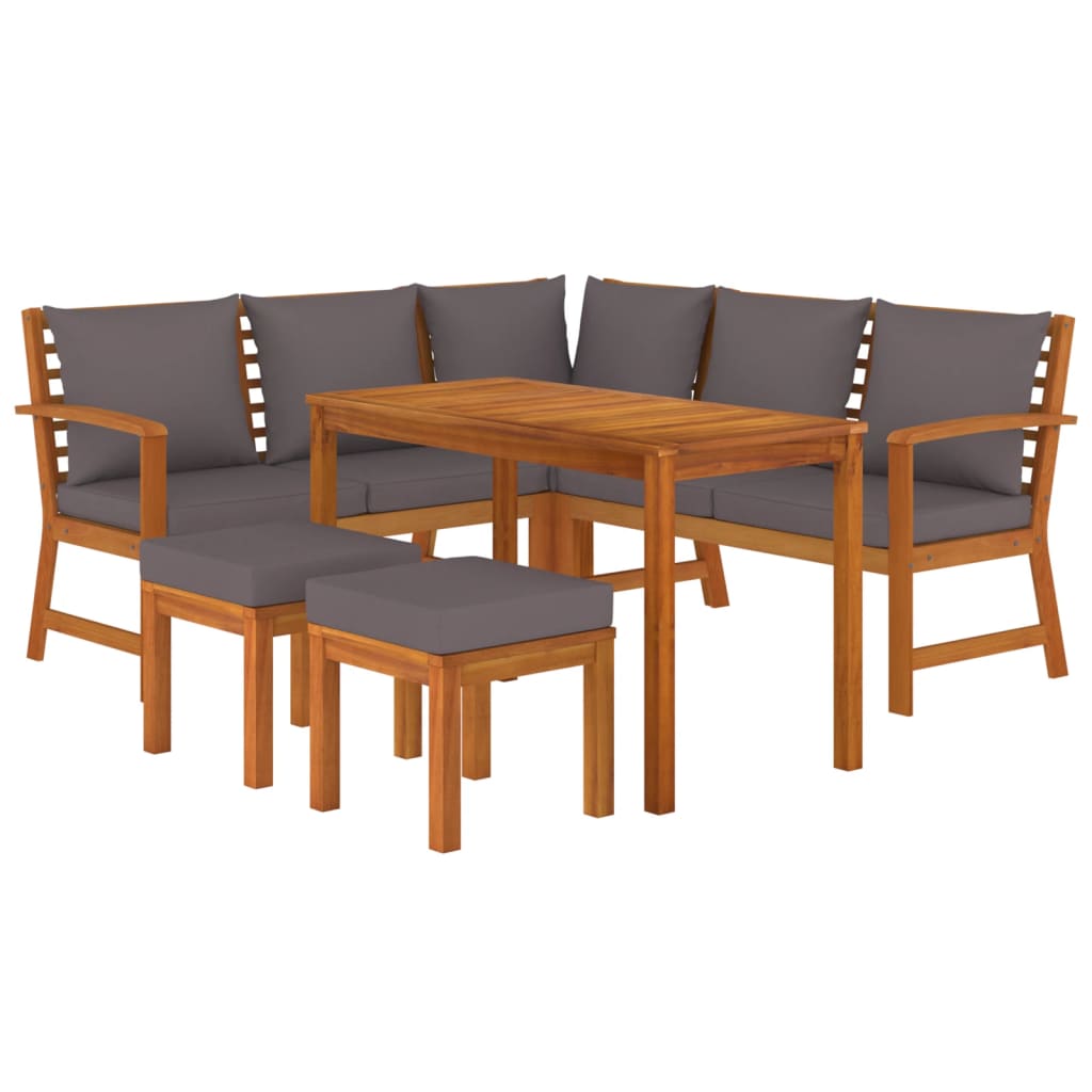 Set da Pranzo da Giardino 6pz con Cuscini Legno Massello Acacia 3154965