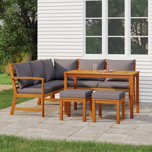 Set da Pranzo da Giardino 6pz con Cuscini Legno Massello Acacia 3154965