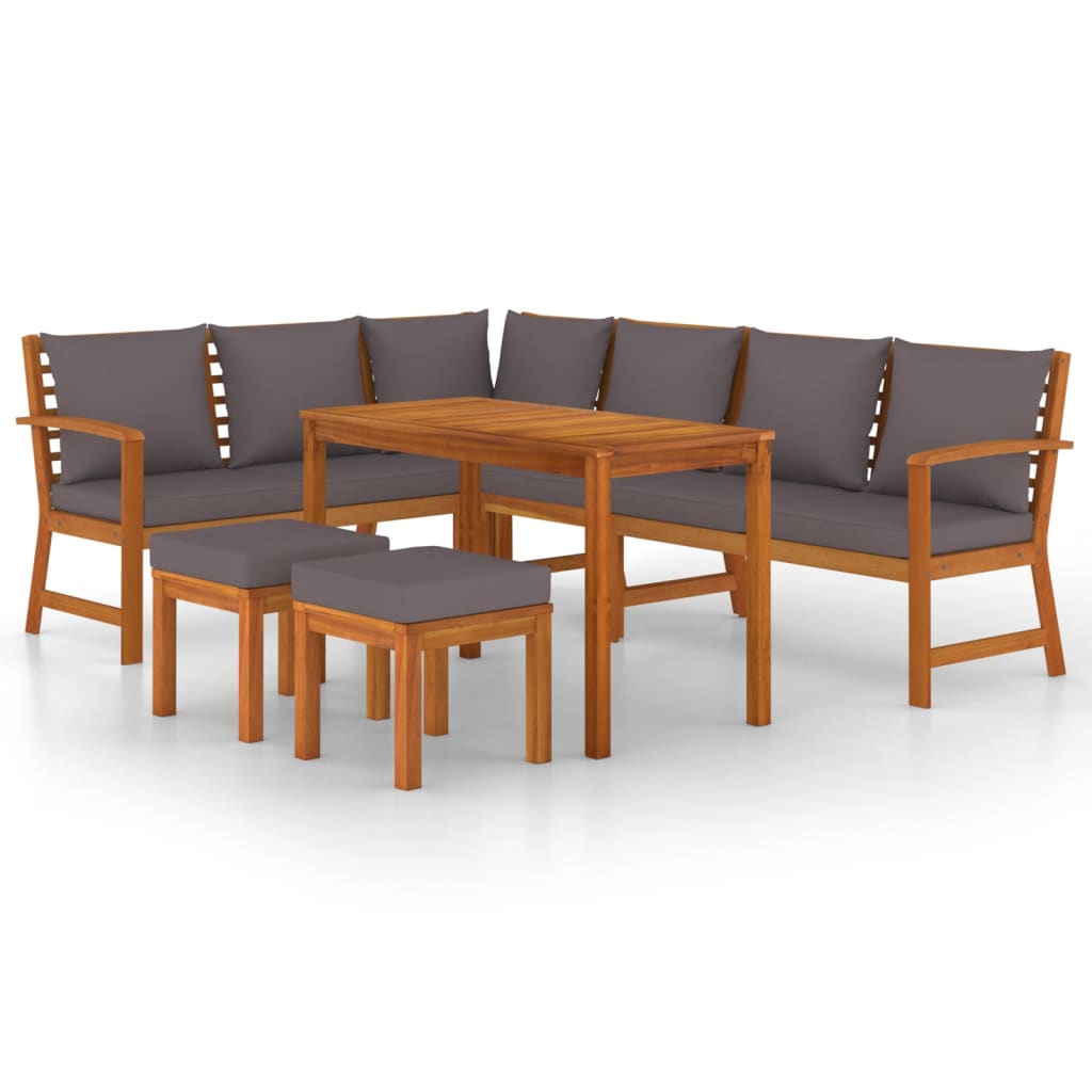 Set da Pranzo Giardino 7pz con Cuscini Legno Massello di Acacia 3154969