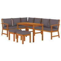 Set da Pranzo Giardino 7pz con Cuscini Legno Massello di Acacia 3154969