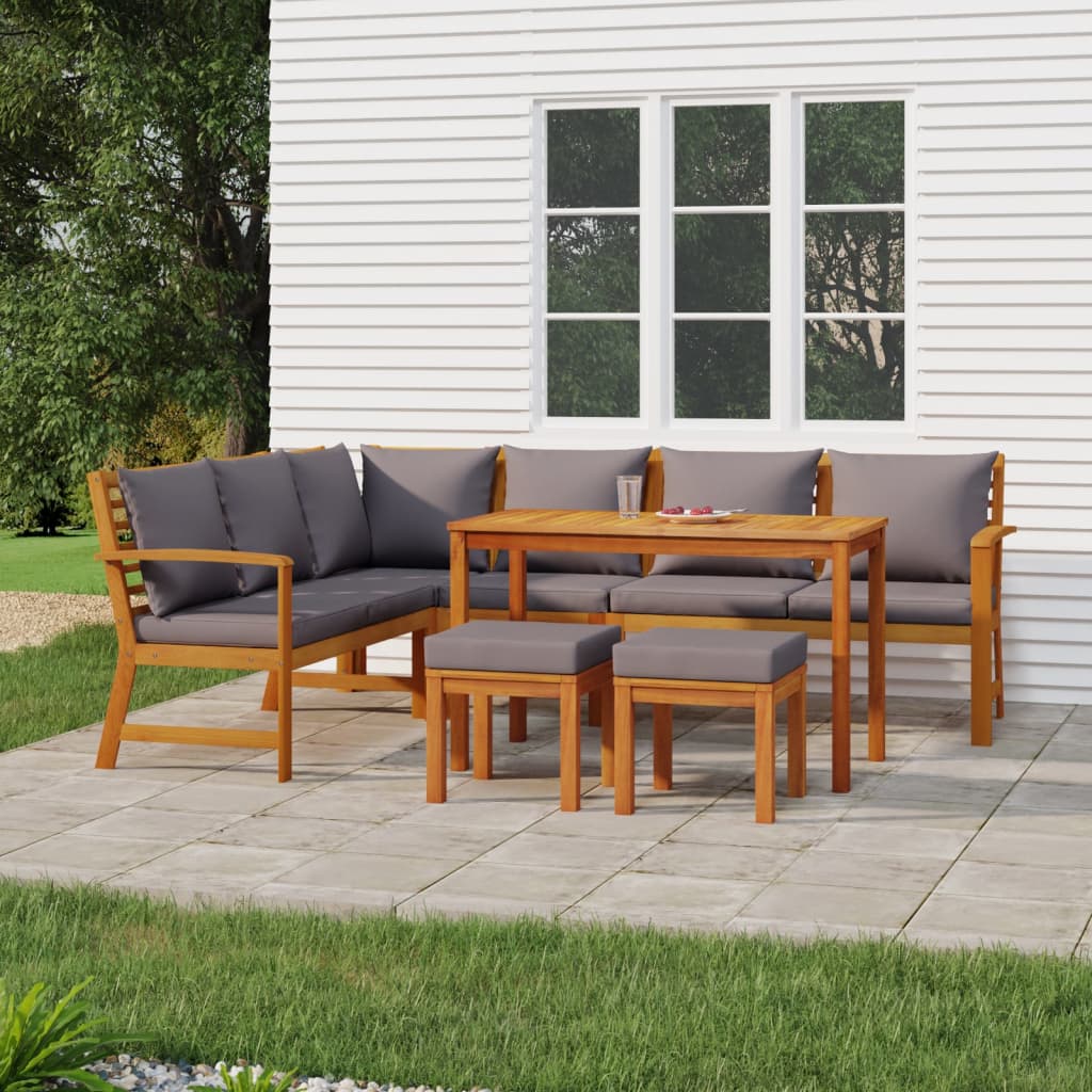 Set da Pranzo Giardino 7pz con Cuscini Legno Massello di Acacia 3154969