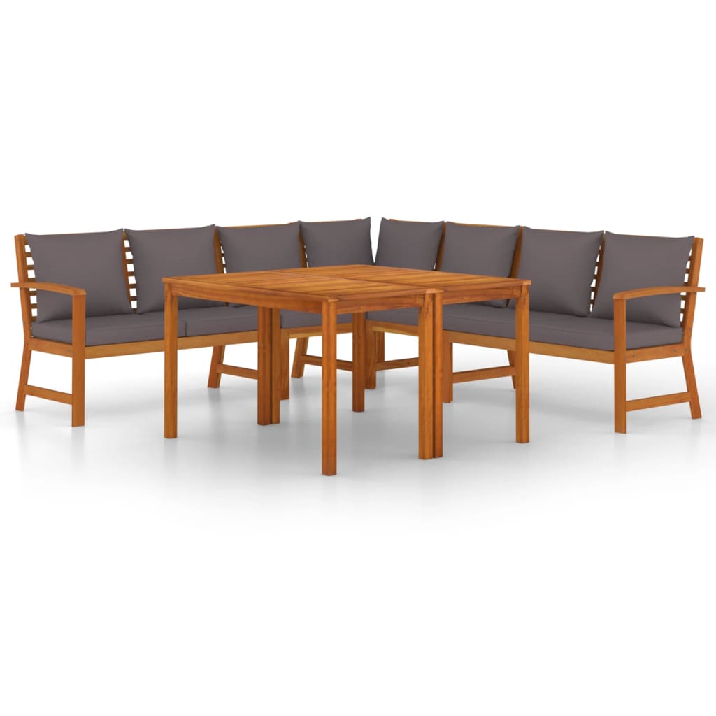 Set da Pranzo Giardino 7pz con Cuscini Legno Massello di Acacia 3154971