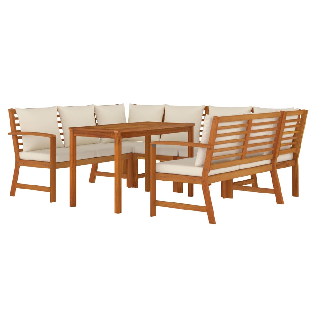 Set da Pranzo Giardino 7pz con Cuscini Legno Massello di Acacia 3154974