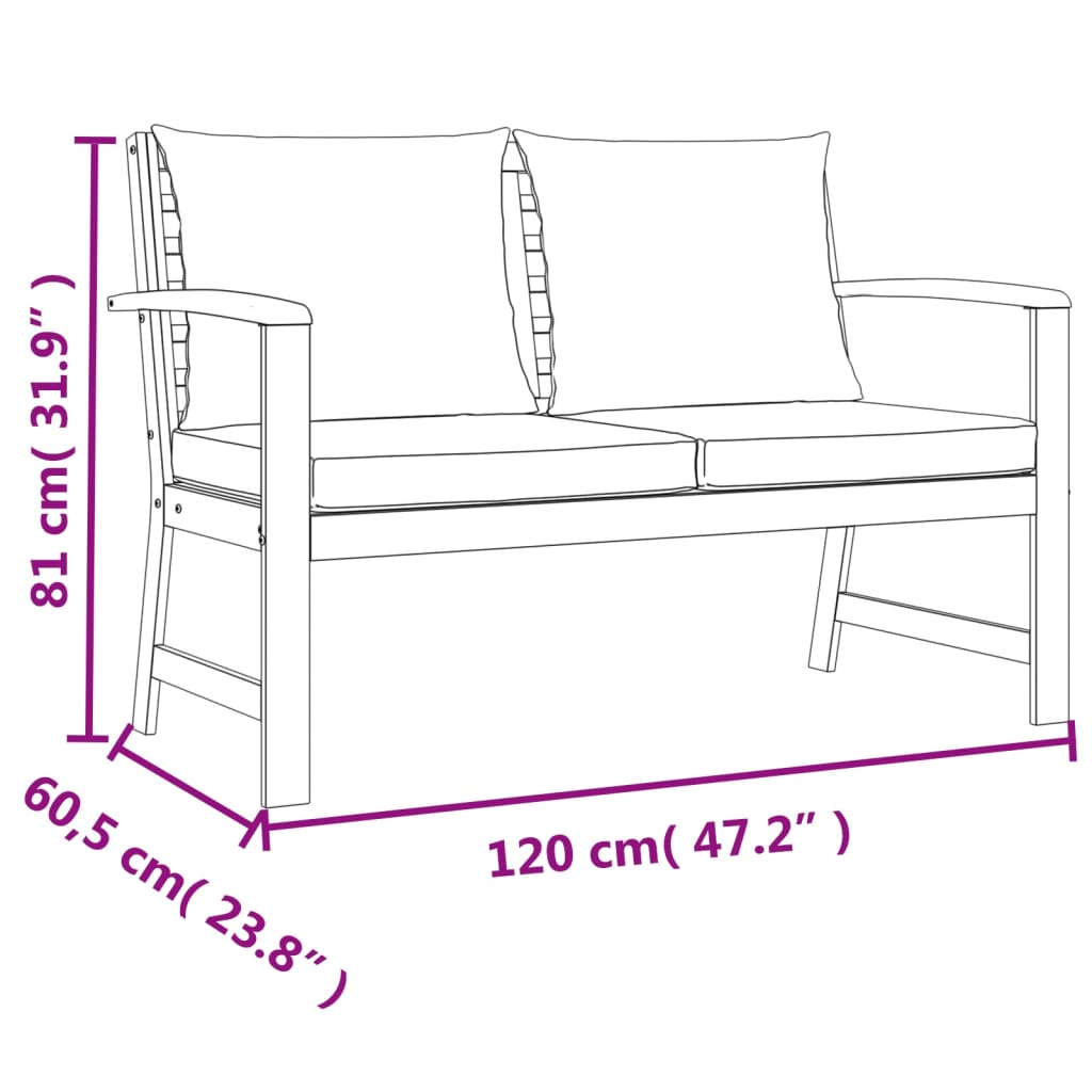 Set da Pranzo Giardino 4pz con Cuscini Legno Massello di Acacia 3154978