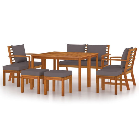 Set da Pranzo da Giardino 9pz con Cuscini Legno Massello Acacia 3154981