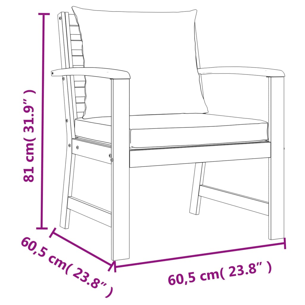 Set da Pranzo da Giardino 9pz con Cuscini Legno Massello Acacia 3154981