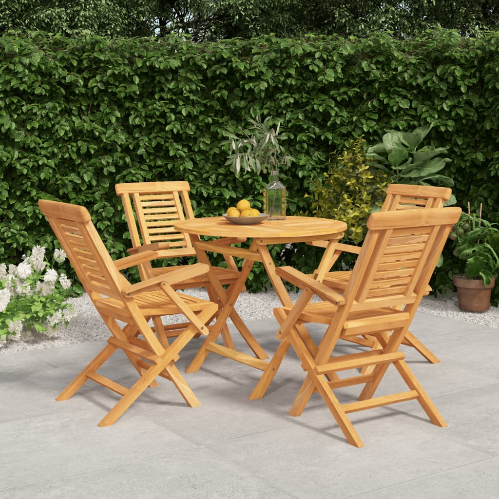 Set da Pranzo per Giardino 5 pz in Legno Massello di Teak 3155017