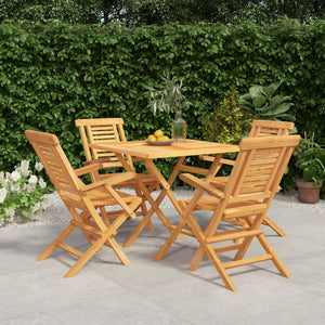 Set da Pranzo per Giardino 5 pz in Legno Massello di Teak 3155035