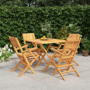 Set da Pranzo per Giardino 5 pz in Legno Massello di Teak 3155039