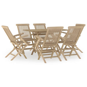 Set da Pranzo da Giardino 7 pz Grigio in Legno Massello di Teak 3155044